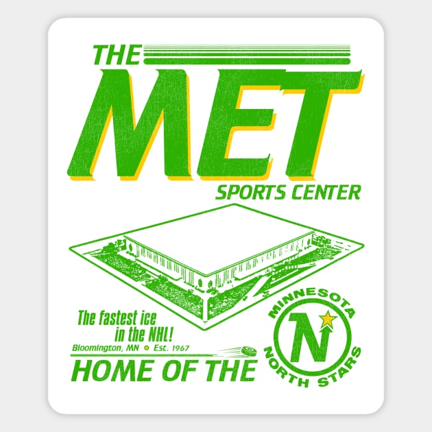Defunct The Met Arena Minnesota North Stars Hockey Team Magnet by Defunctland